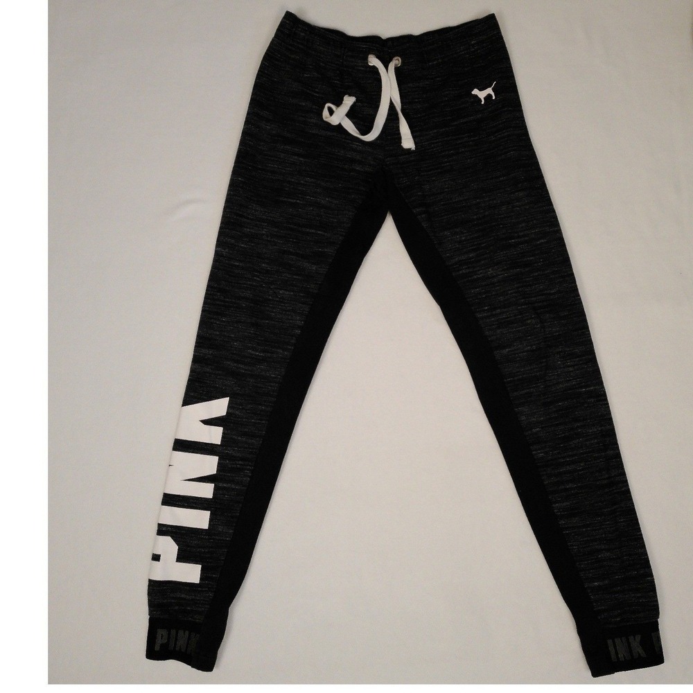 Victoria's Secret PINK XS Space Dye Jogger Sweatpants Charcoal Gray Logo